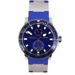 ULYSEE NARDIN REF 260-32 A LIMITED EDITION MAXI MARINE DIVER 18 CARAT WHITE GOLD WRISTWATCH the blue