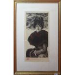 James Jacques Joseph Tissot, "Promenade dans La neige", black & white etching, signed "TISSOT" (L: