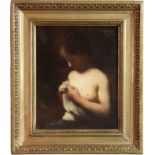 Women Bust, C. J Agosta, Oil on canvas, dated "92", Late 19th century, (H: 25 cm, W: 20 cm),