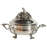 A large German silver tureen & cover with vine shaped handles. (755 grams) (H: 24cm), PROVENANCE: