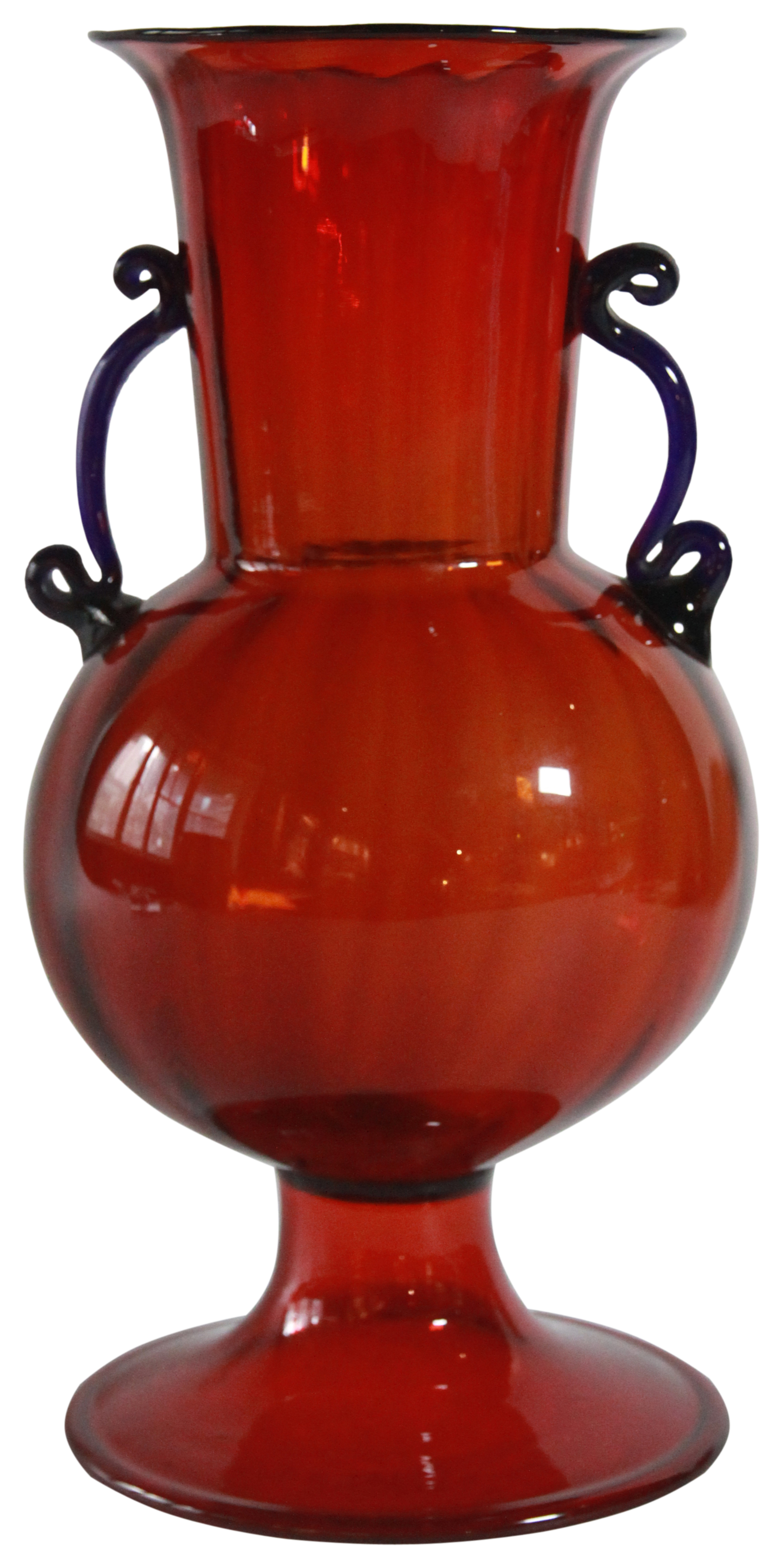 A ruby tinted glass vase baccarat & a 2 handled ruby tinted vase. (H: 18cm), PROVENANCE: Property of - Image 2 of 2