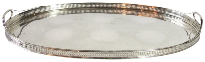 A large Russian silver tray with pierced sides. By Carl Gustav Neumann, St Petersburg, 1789, (L: