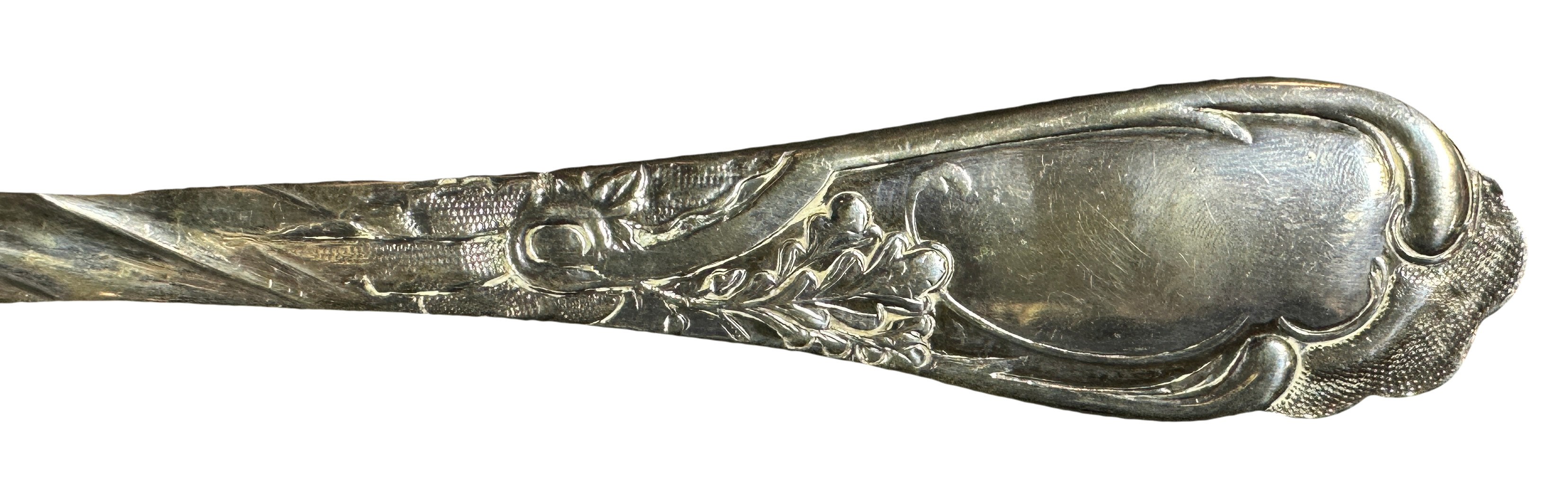 A large silver punch handle with scrolled swirl decoration to the bowl, possibly Russian, dates - Image 4 of 5