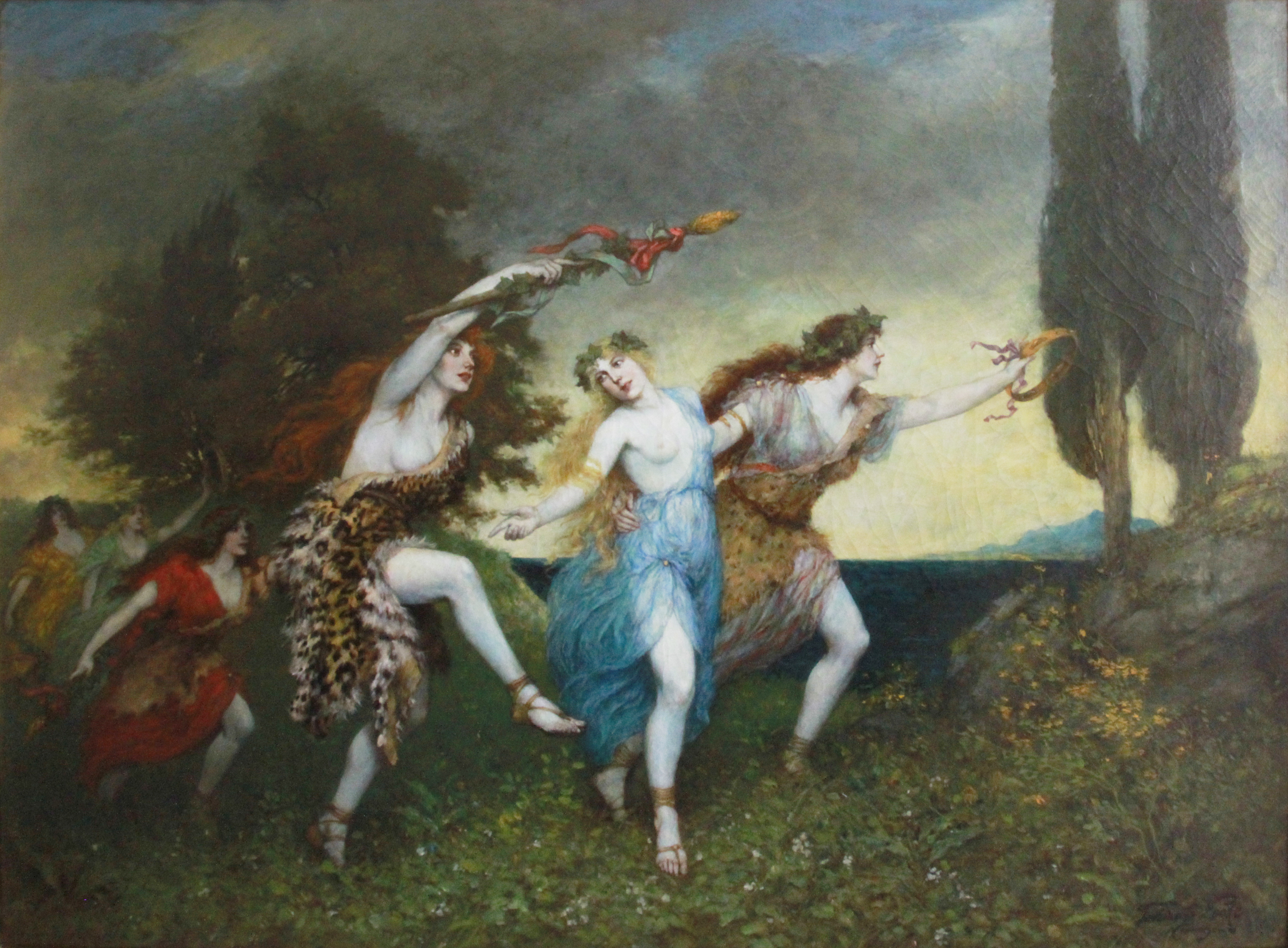 Ferdinand Leeke, "The Dance Of Spring", Oil on canvas, (H: 118cm, W: 150cm), PROVENANCE: Property of - Image 4 of 4