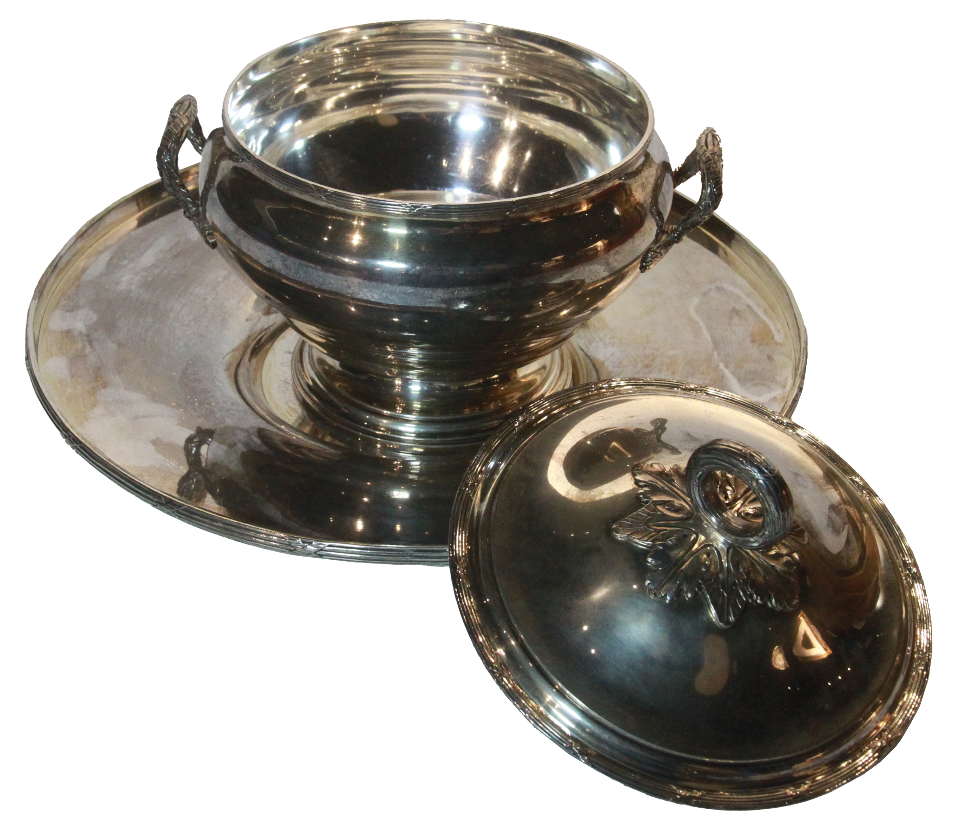 A French 19th century silver lidded tureen saucer, Paris, PROVENANCE: Property of a Gentleman - Image 3 of 5