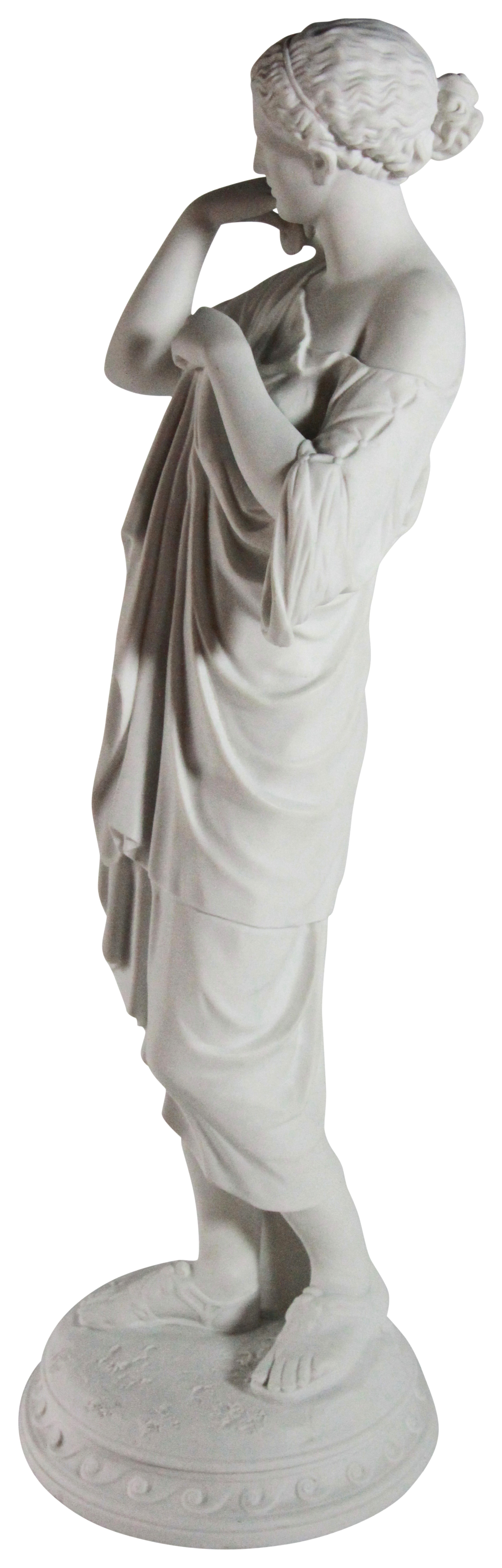 A Parion Figareen 'Diana' in a folded gown upon a circular base. Signed 'Etmelre' on base & marked - Image 3 of 6