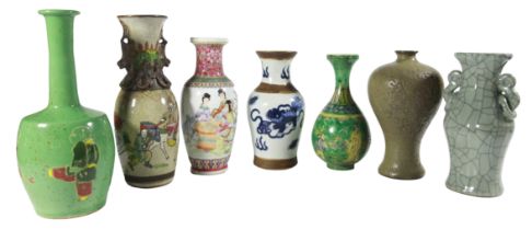 7 decorative Chinese vases, probably republican