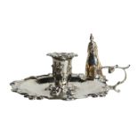 A good silver chamber candlestick & snuffer of unusual design, London 1845, Charles Fox, (Diameter