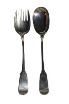A pair of silver spoon & fork, servers, London 1814, (10 oz)