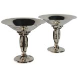 A pair of Danish silver tazza's upon stylized bases, Circa 1930.(W: 16cm x H: 15cm), (544 grams),
