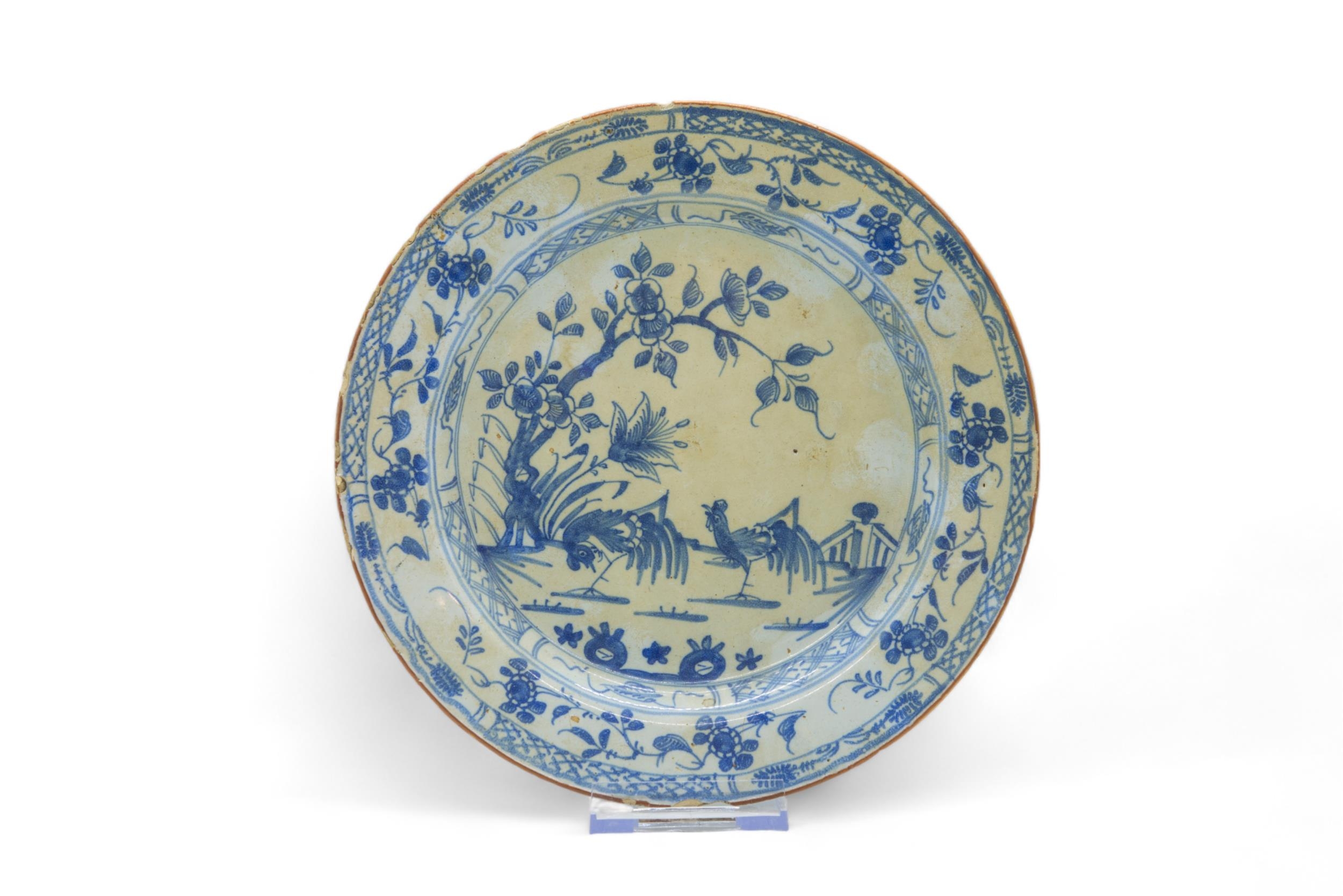 SIX DELFT PLATES 18th Century, one inscribed "T.M.LANE", 23cms wide - Image 2 of 7