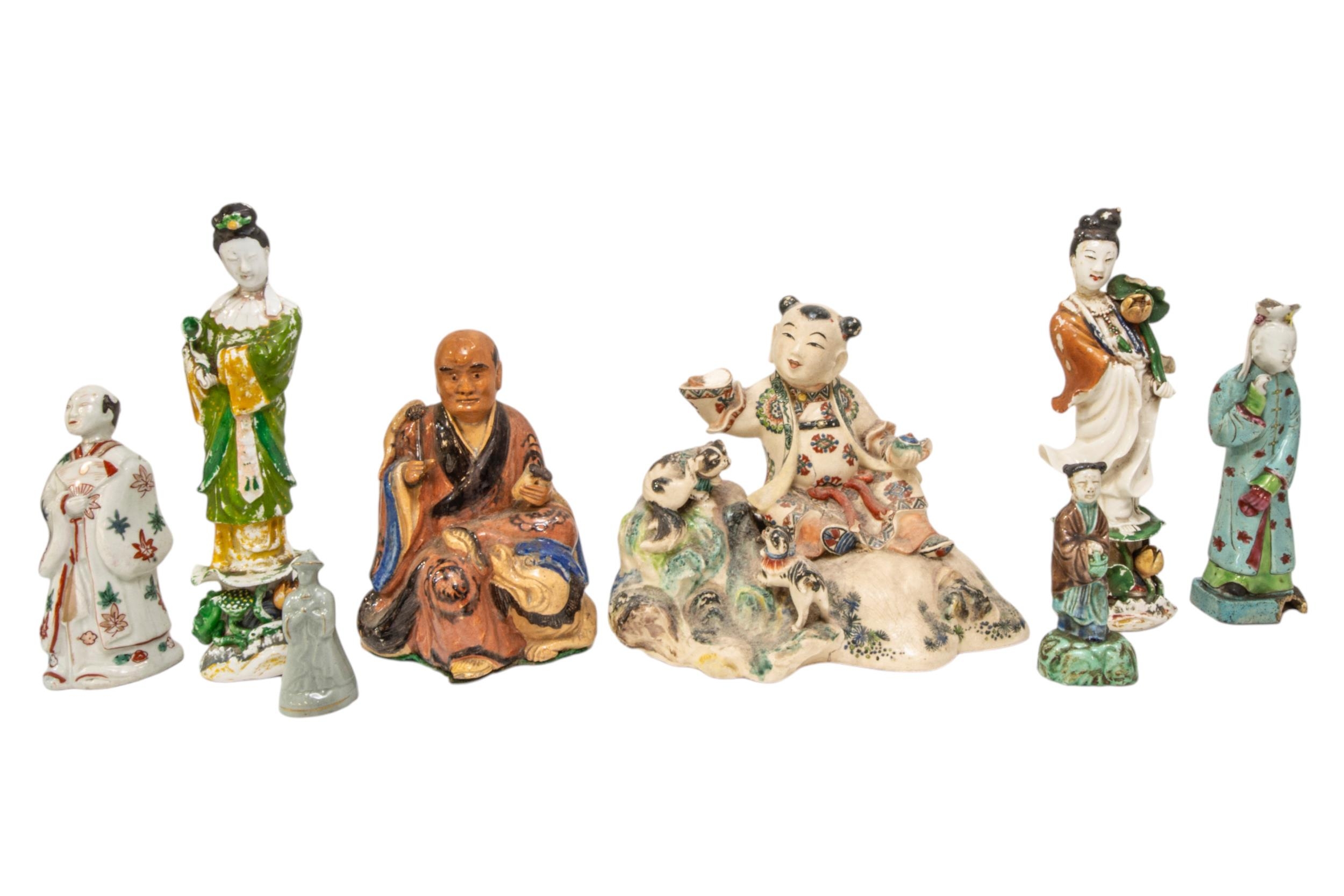 A MIXED GROUP OF CHINESE AND JAPANESE FIGURES, 19TH CENTURY AND LATER, the lot includes a blanc de - Image 2 of 3