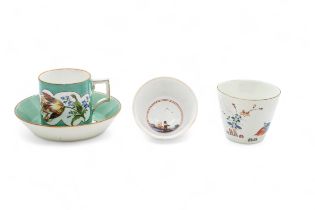 A MEISSEN MARCOLINI PERIOD COFFEE CAN Late 18th century, a Chantilly Kakiemon style beaker and a