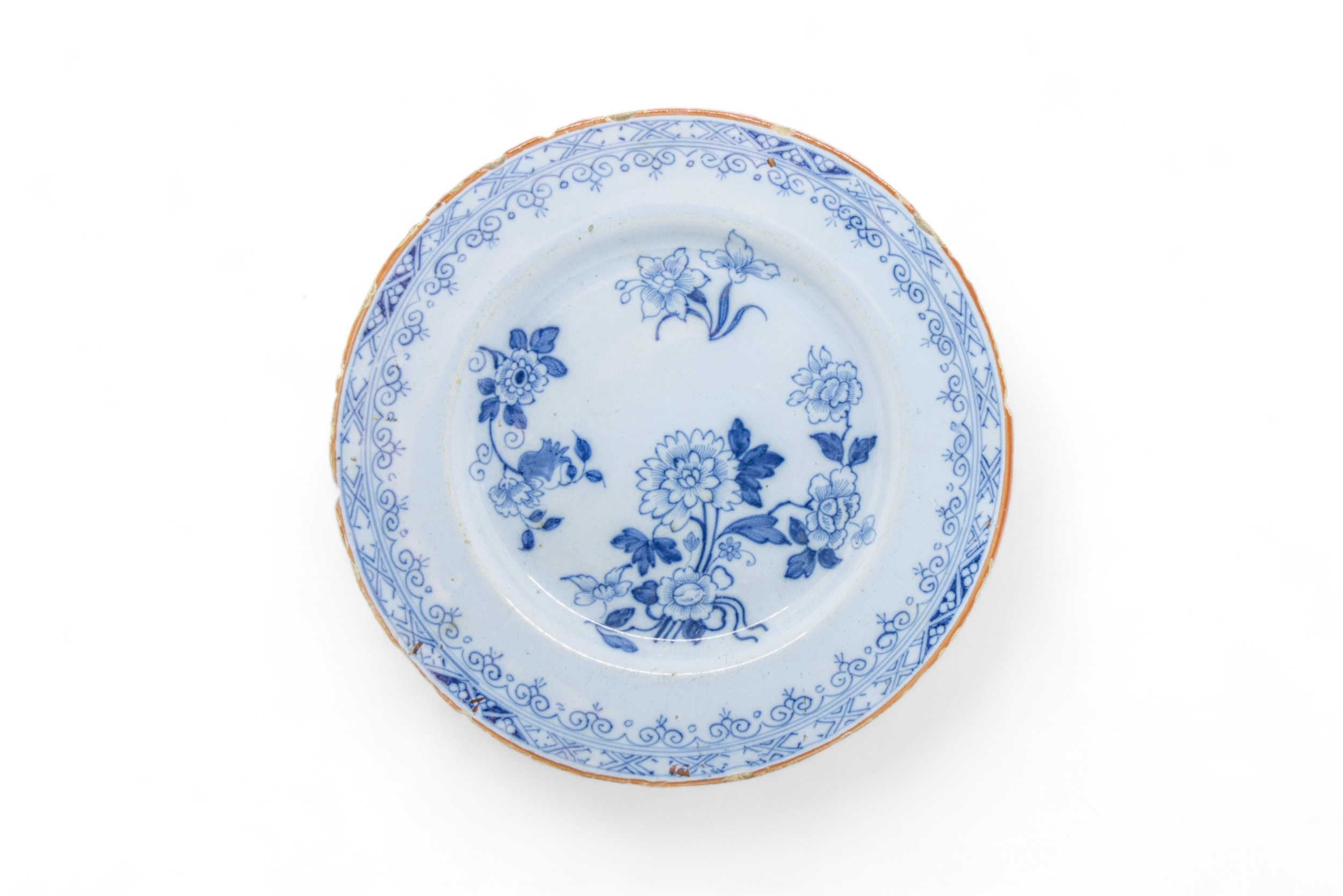 THIRTEEN DELFT PLATES 18th century and a speckled tin glazed plate, 22cms wide - Image 7 of 14