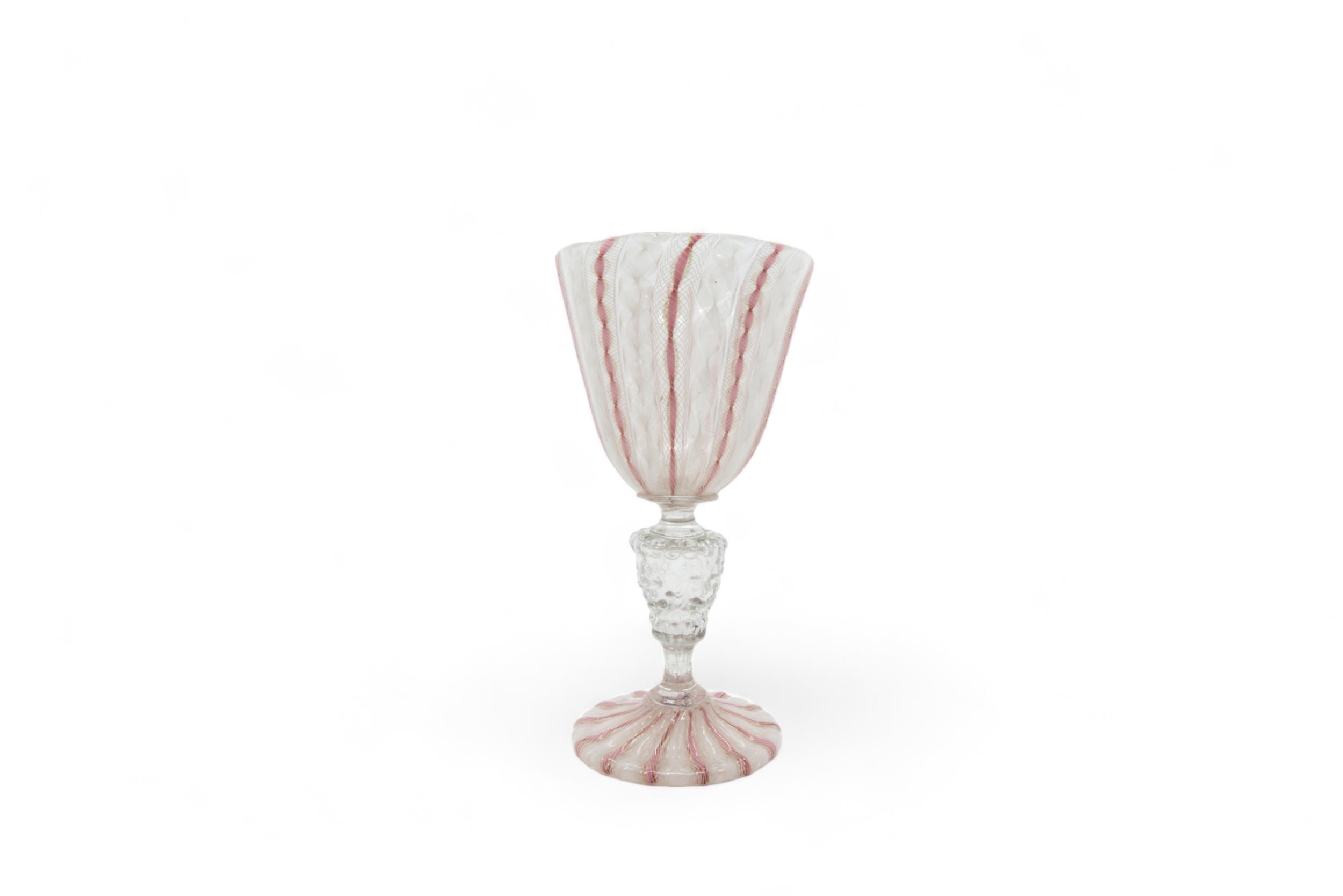 A VENETIAN LATTIMO WINE GLASS, POSSIBLY SALVIATI 19th century with lion mask moulding to stem, 18cms - Image 2 of 6