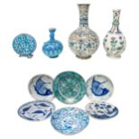 A GROUP OF IZNIK STYLE POTTERY WARE, NEAR EASTERN/PERSIAN, PREDOMINANTLY 19TH CENTURY, the lot