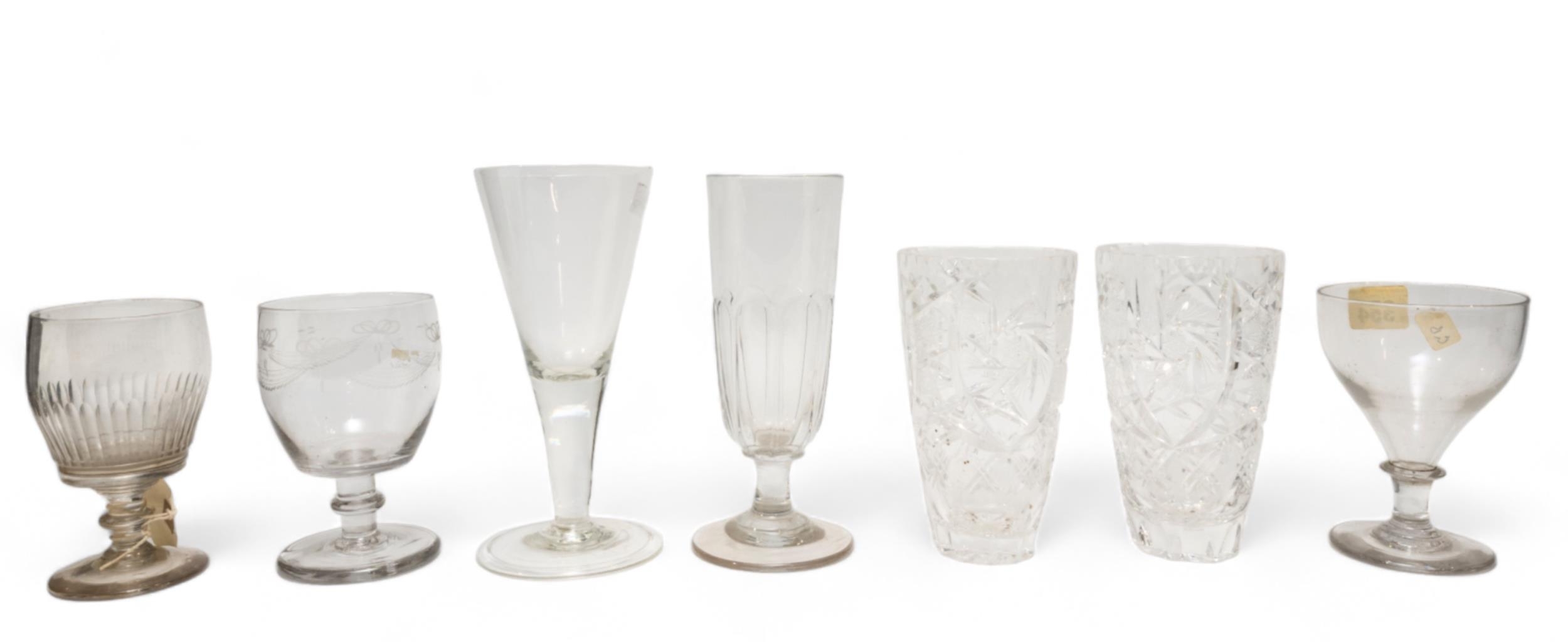 A LARGE MIXED GROUP OF STEMMED GLASSES AND TUMBLERS, PREDOMINANTLY 18TH/19TH CENTURY, the group - Image 2 of 7