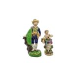 A DERBY FIGURE OF A FEMALE GARDENER Late 18th century, together with a Chamberlain figure of a