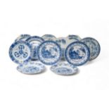A SET OF NINE CHINESE BLUE AND WHITE DISHES QIANLONG PERIOD (1736-1795) 23cm diam; together with A