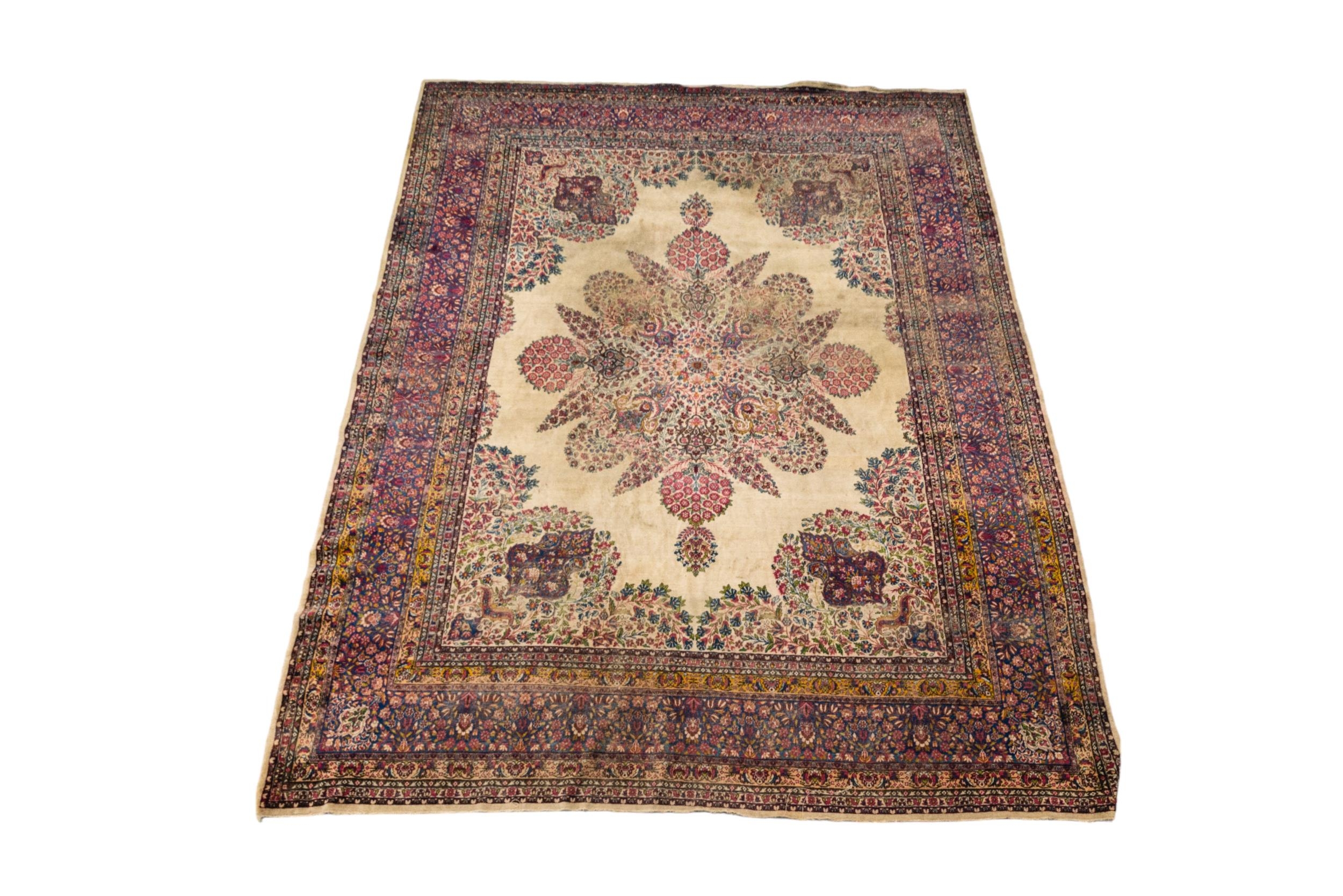 A HAND KNOTTED PERSIAN CITY RUG, EARLY 20TH CENTURY, PROBABLY KIRMAN, exceptional quality, wool. - Image 2 of 3