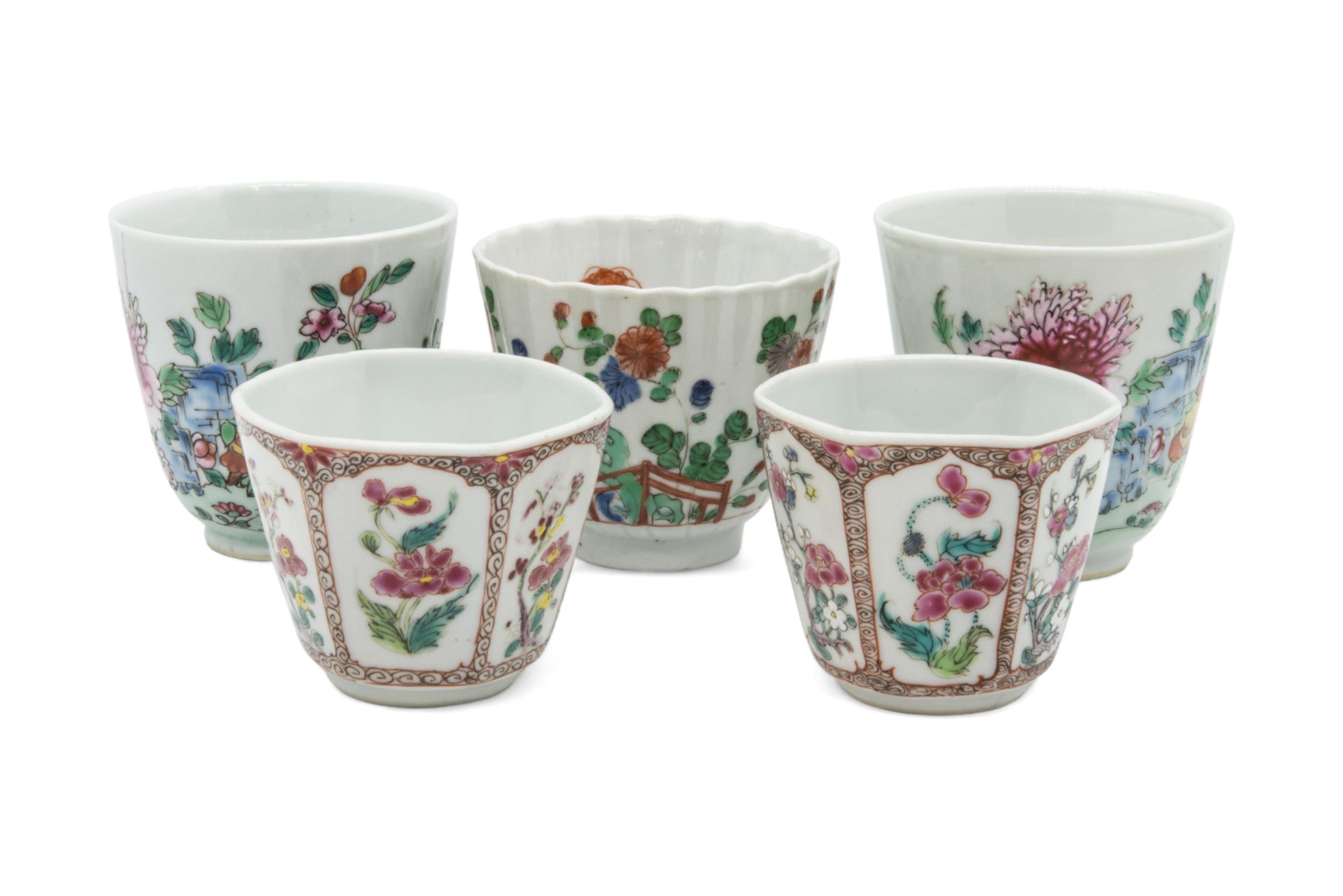 A PAIR OF CHINESE FAMILLE ROSE BEAKERS QING DYNASTY, 18TH CENTURY 7.5cm high; together with A