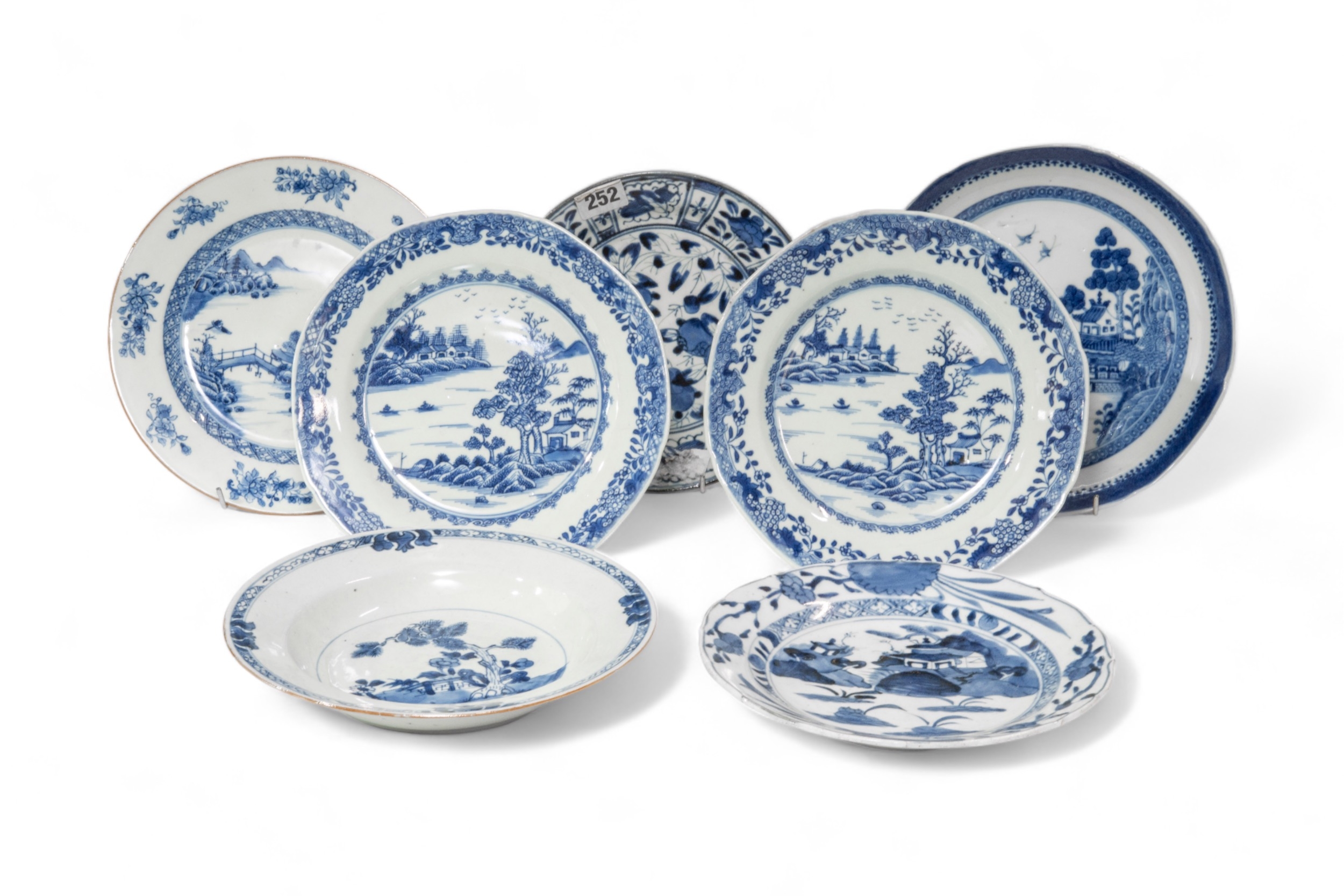 A SET OF NINE CHINESE BLUE AND WHITE DISHES QIANLONG PERIOD (1736-1795) 23cm diam; together with A - Image 13 of 13