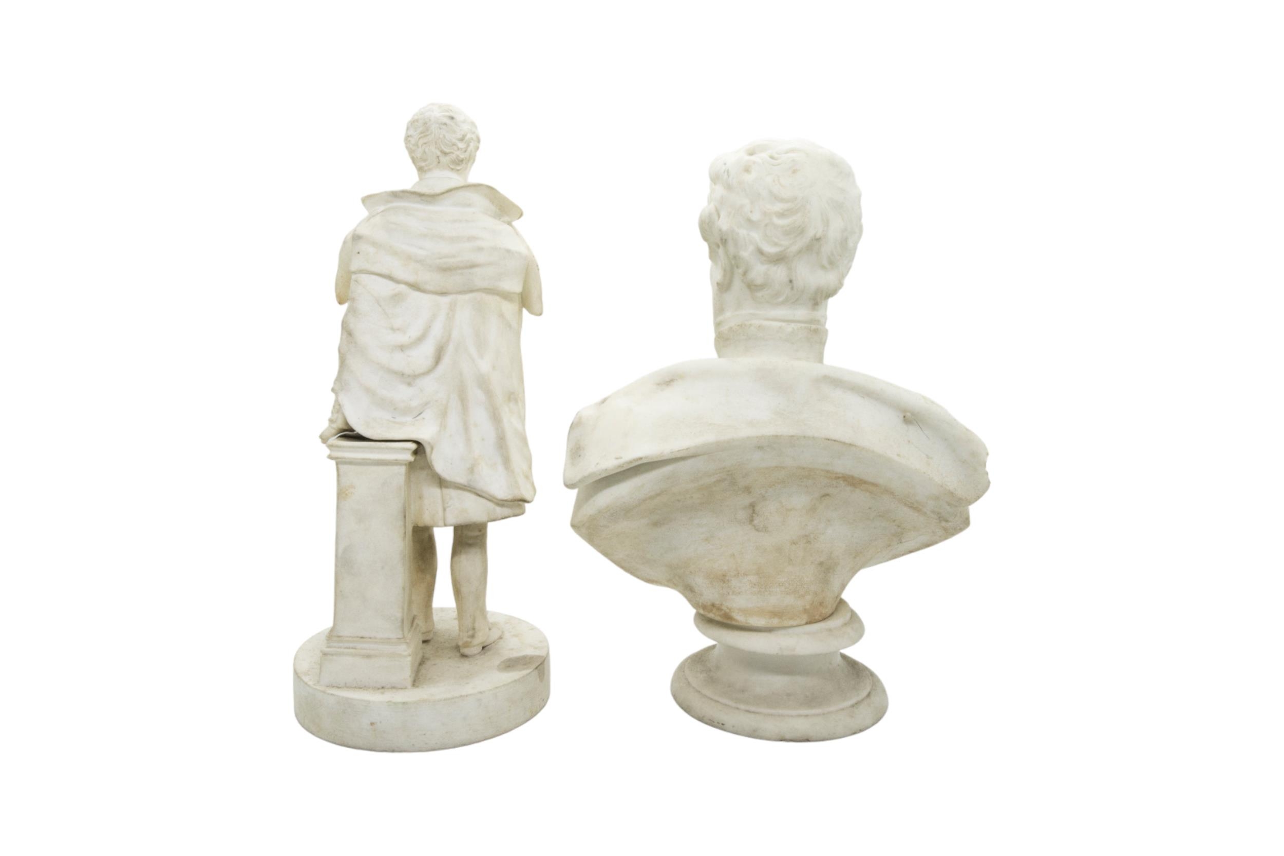 A PARIAN FIGURE OF WELLINGTON 19th century, 27cms, together with a bust of Campbell, a small neo- - Image 3 of 5