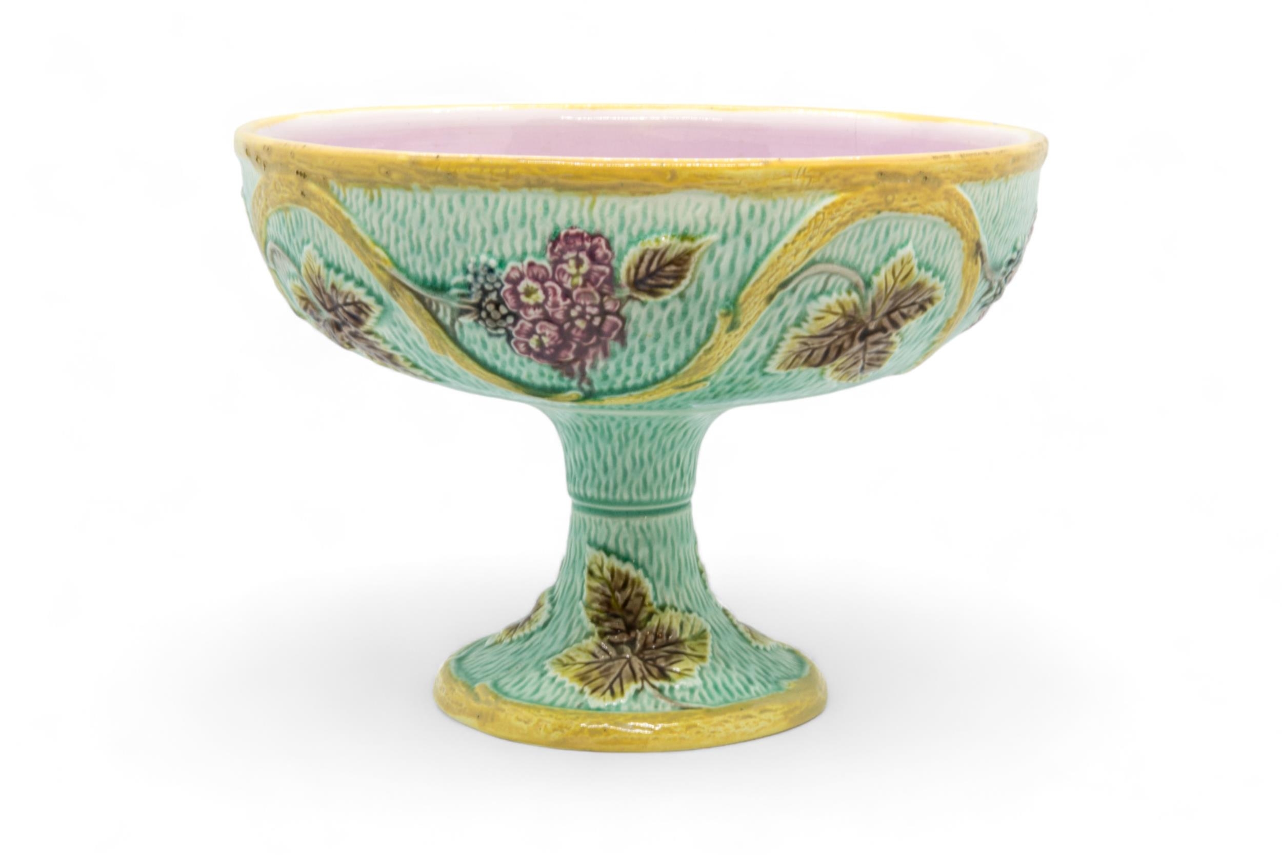 A GEORGE JONES MAJOLICA CUP AND SAUCER Late 19th century, together with a majolica tazza, tazza is - Image 2 of 3