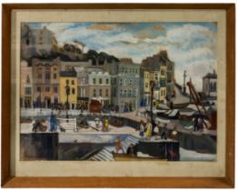 VIVIAN G.COOKE (20TH CENTURY) 'THE QUAY, TORQUAY' ACRYLIC/BOARD, signed in lower left corner,