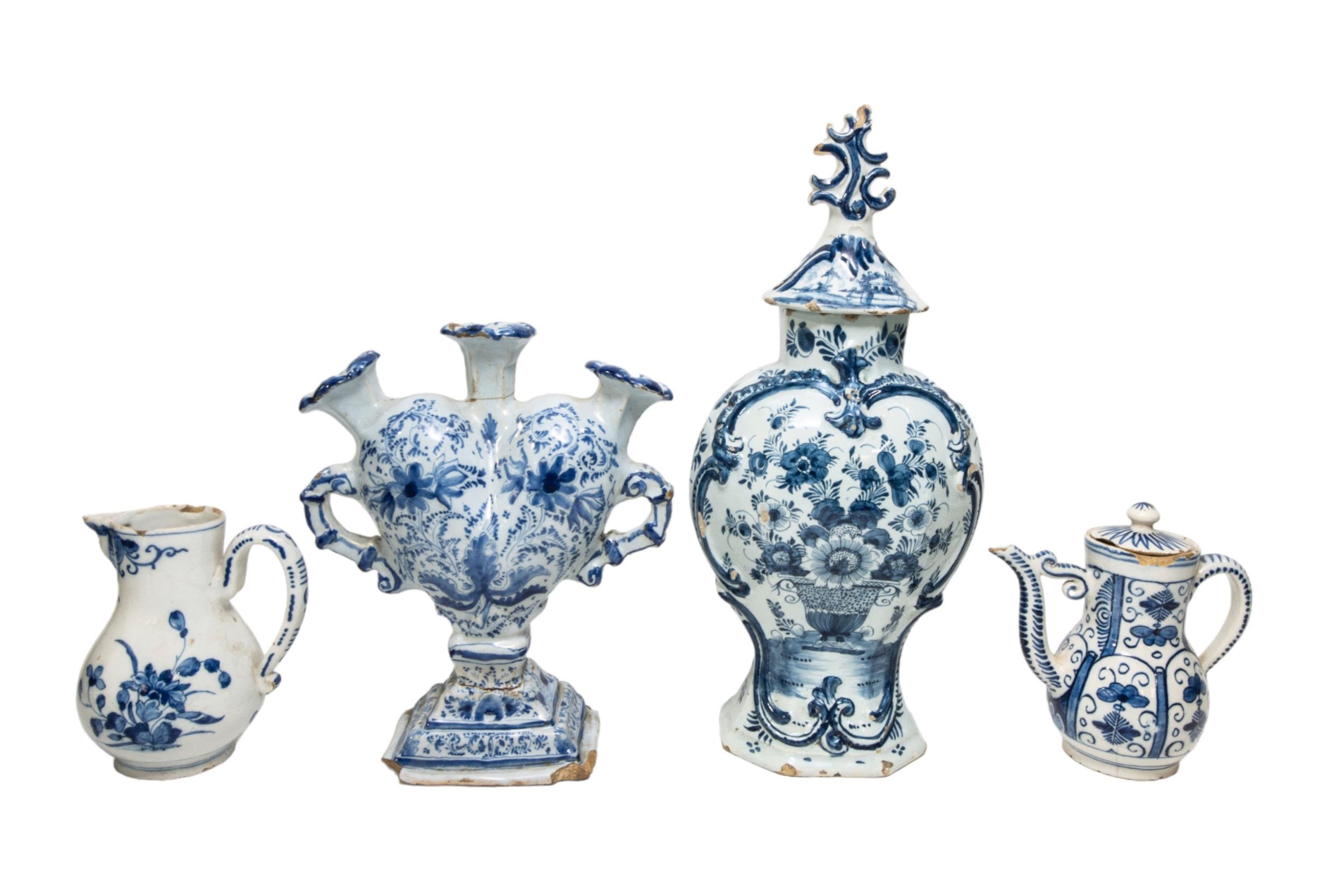 A MIXED GROUP OF DELFT WARES, PREDOMINANTLY 19TH CENTURY, the lot includes a heart shaped tulip - Image 6 of 6