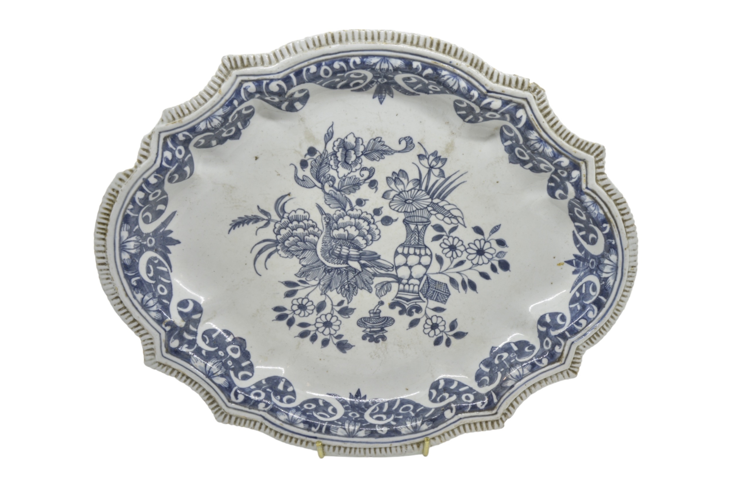 TWO DELFT CHARGERS Mid 18th century, once with two figures in European dress, together with a - Image 4 of 7