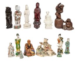 A MIXED GROUP OF CHINESE AND JAPANESE FIGURES, 19TH CENTURY AND LATER, the lot includes a blanc de