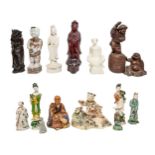 A MIXED GROUP OF CHINESE AND JAPANESE FIGURES, 19TH CENTURY AND LATER, the lot includes a blanc de