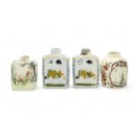 AN 18TH CENTURY WHIELDON TYPE TEA CADDY Together with a Dutch decorated creamware caddy with