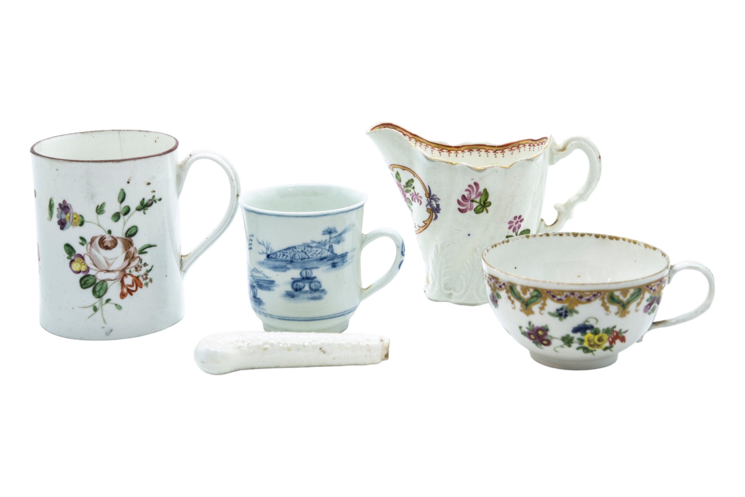 A GARNITURE OF FLORAL PAINTED VASES Together with a group of other items including a Bristol tankard - Image 3 of 3