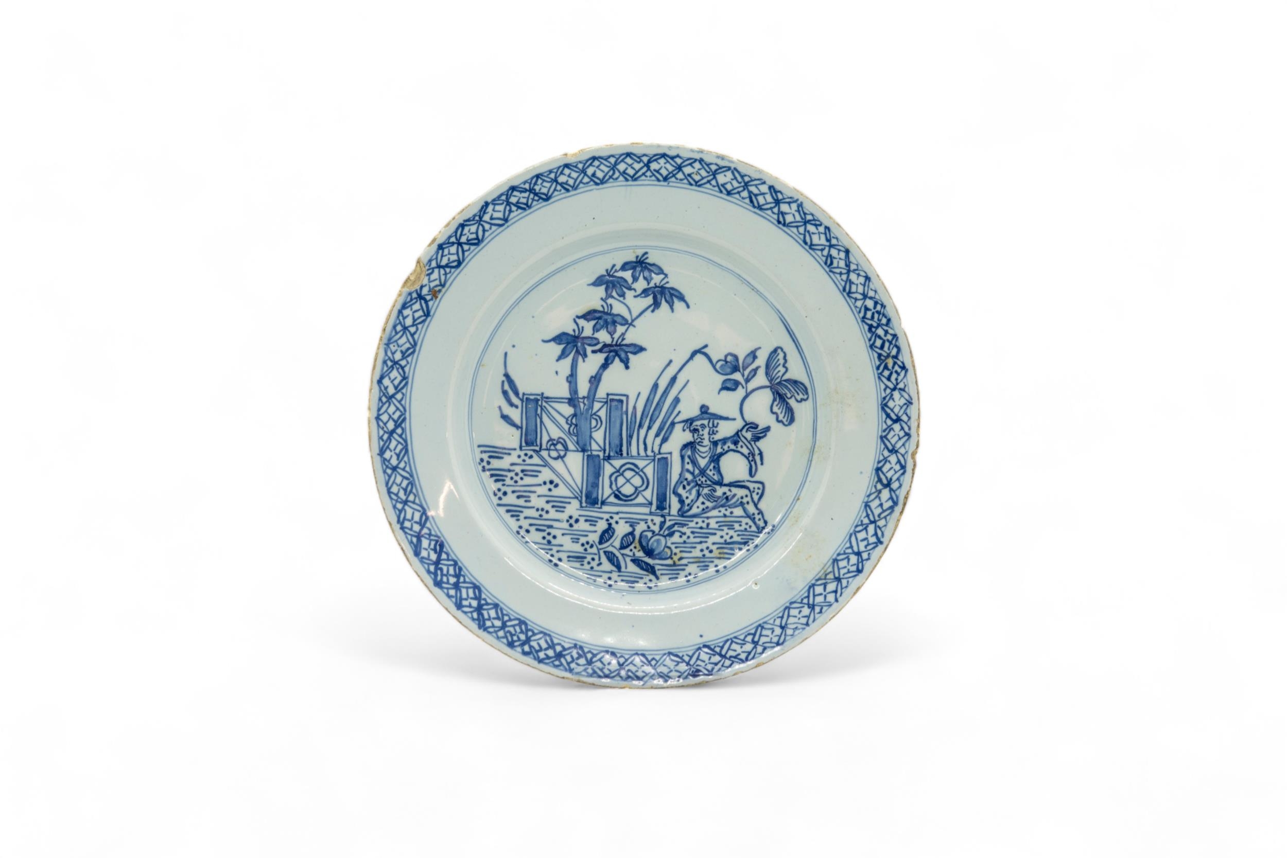 TEN DELFT PLATES 18th Century, including two with bianco sopro bianco decoration and one with a - Image 5 of 10