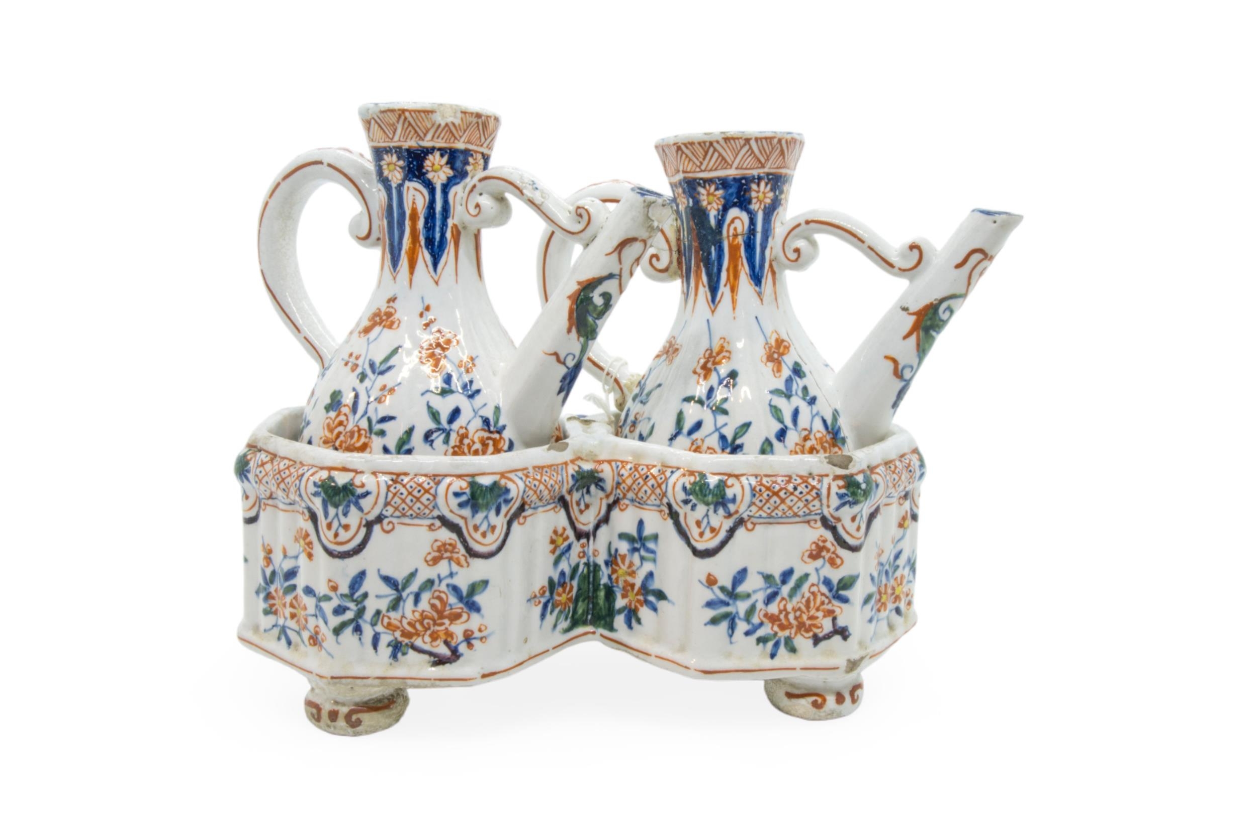 DE ROOS DELFT, A CONDIMENT SET ON STAND 18th / 19th century, 16.5cms high - Image 2 of 3