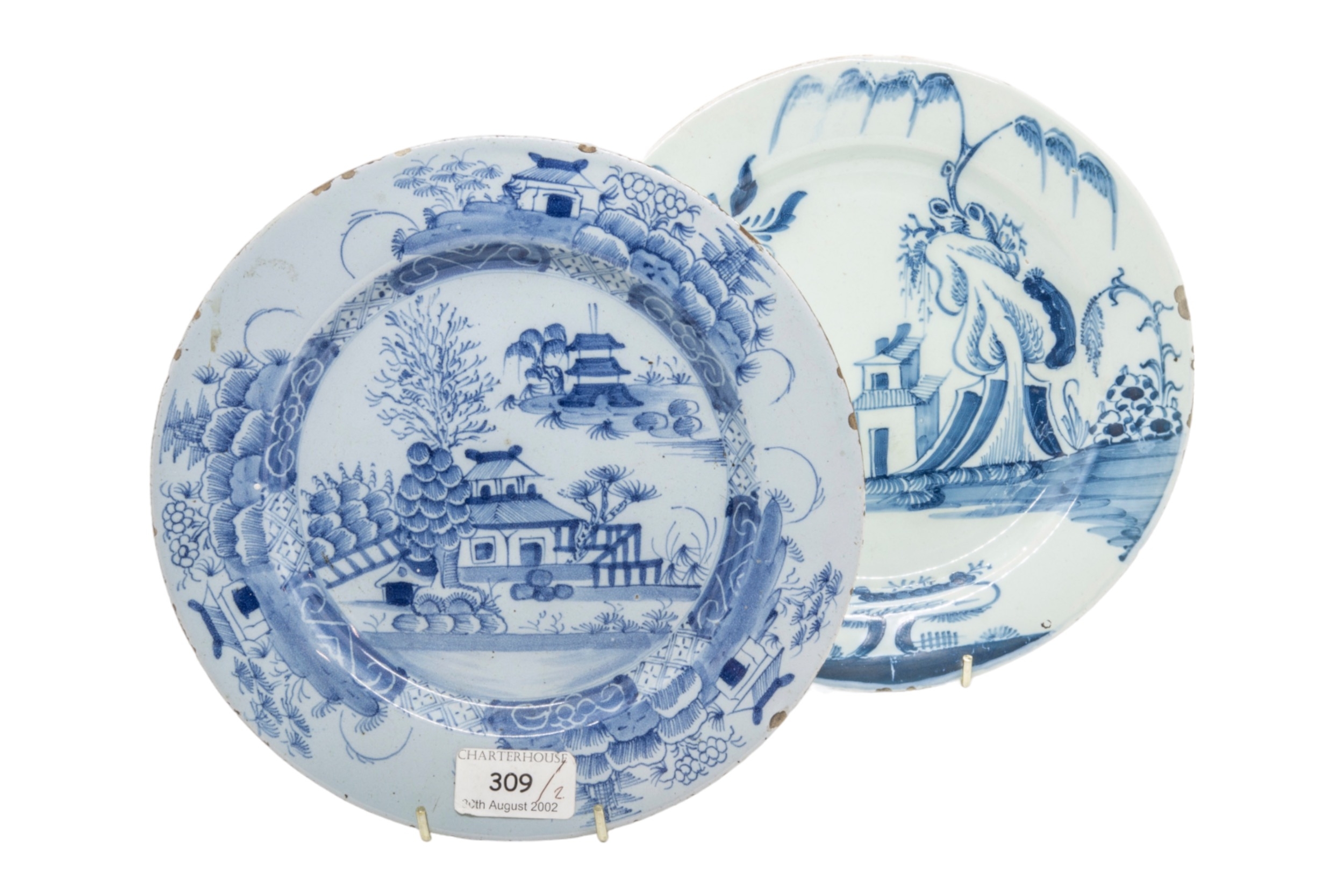 A LATE 17TH / 18TH CENTURY LOBED FAIENCE DISH Together with seven 18th century delft plates, 25cms - Image 4 of 6