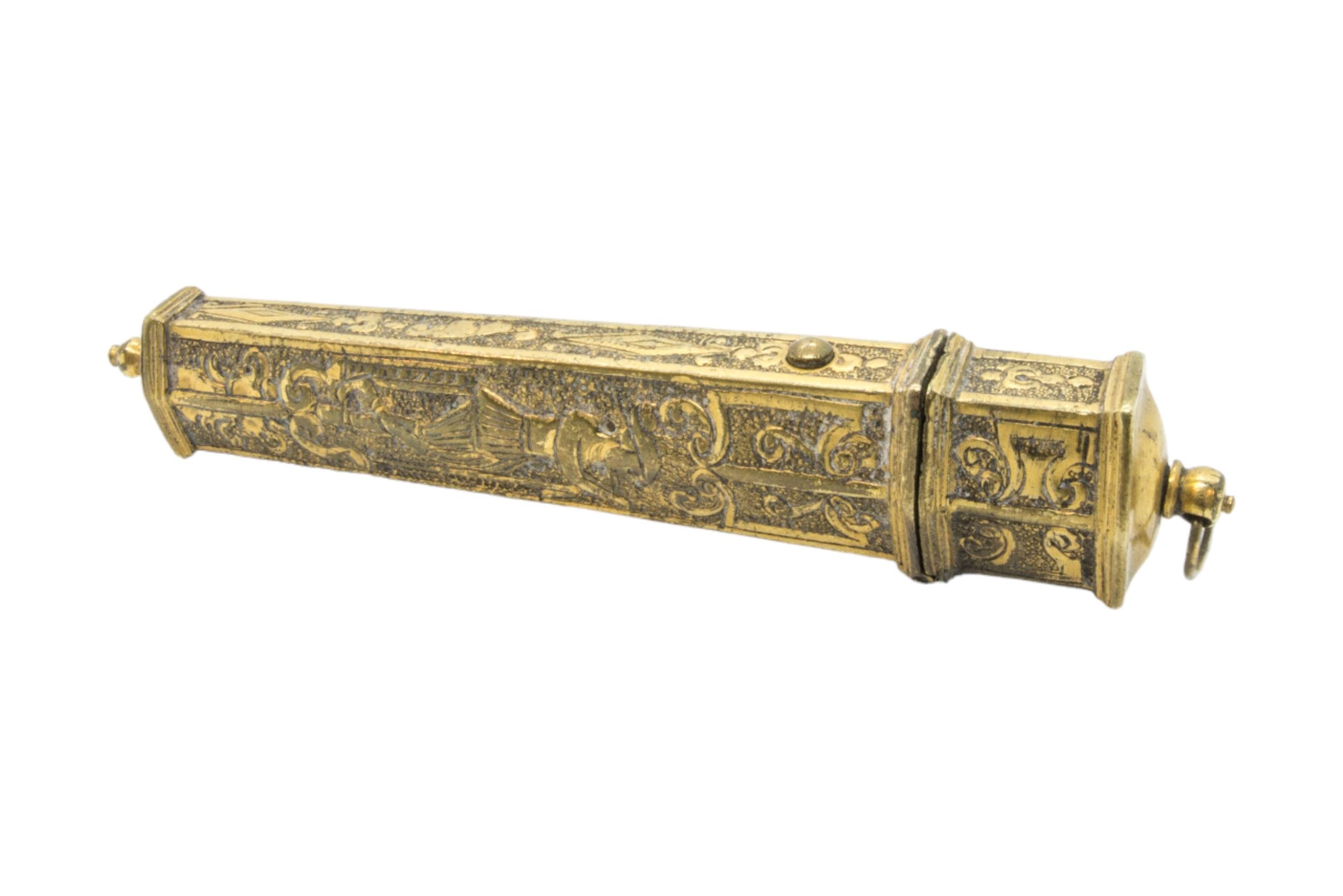 A FRENCH GILT METAL BODKIN HOLDER Early 18th century, 9.5cms - Image 3 of 3