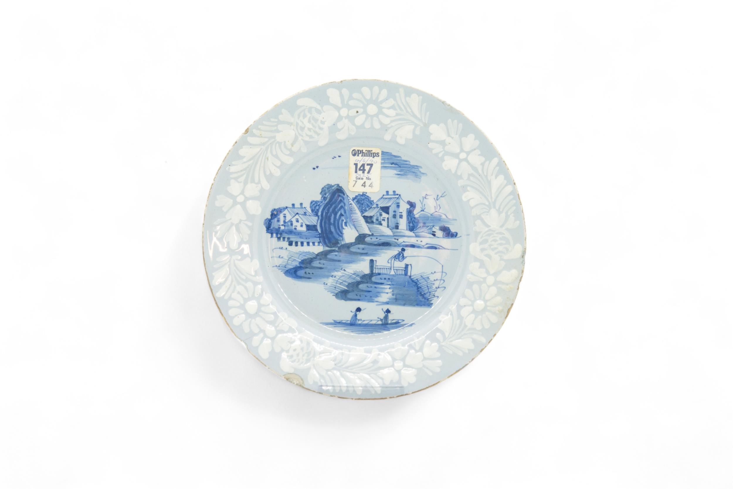 TEN DELFT PLATES 18th Century, including two with bianco sopro bianco decoration and one with a - Image 3 of 10