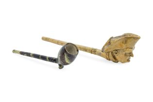 A TOBACCO PIPE IN THE MANNER OF WHIELDON and another pipe embossed ‘For the St Nicholas Society’,
