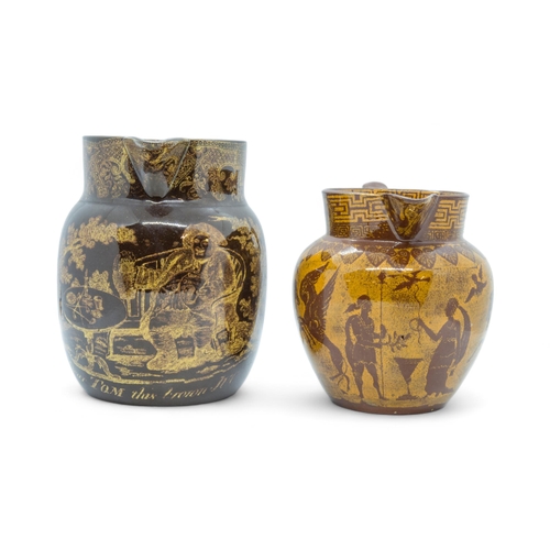 A GROUP OF YELLOW PRINTED CERAMICS Early 19th century, comprising four jugs and a tea bowl and - Image 2 of 6