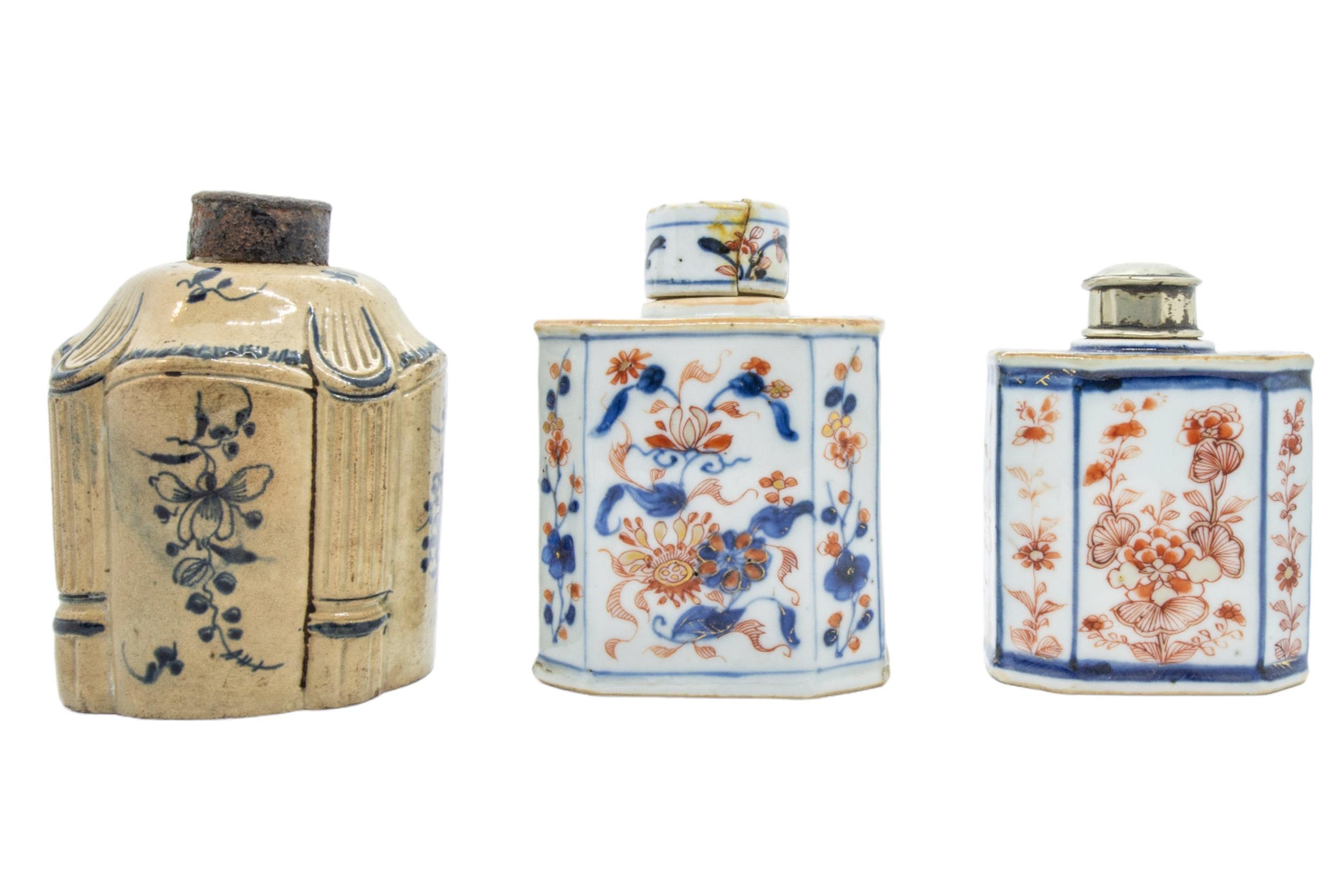 A MIXED GROUP OF EIGHT PORCELAIN TEA CADDIES, 18TH/19TH CENTURY, including two Imari pattern - Image 4 of 4