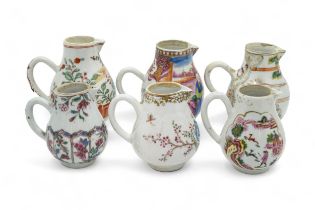 A GROUP OF SIX CHINESE CHINESE EXPORT SPARROW-BEAK JUGS YONGZHENG / QIANLONG PERIOD largest, 11cm,