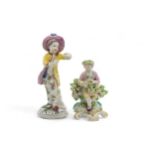 AN 18TH CENTURY FIGURE, PROBABLY BOW Circa 1760, together with another figure of a seated child with