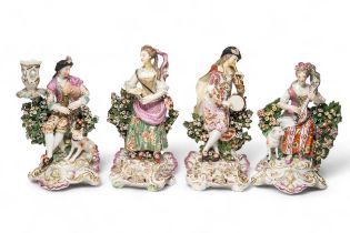 FOUR 18TH CENTURY DERBY FIGURES Tallest is 24cms high