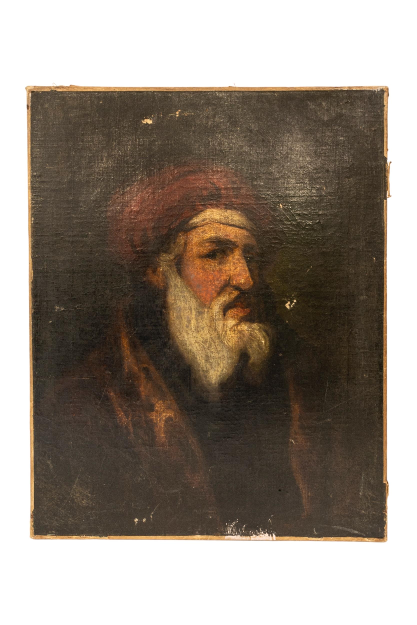 DUTCH SCHOOL (18TH/19TH CENTURY) PORTRAIT OIL PAINTING ON CANVAS, depicting a bearded gentleman,