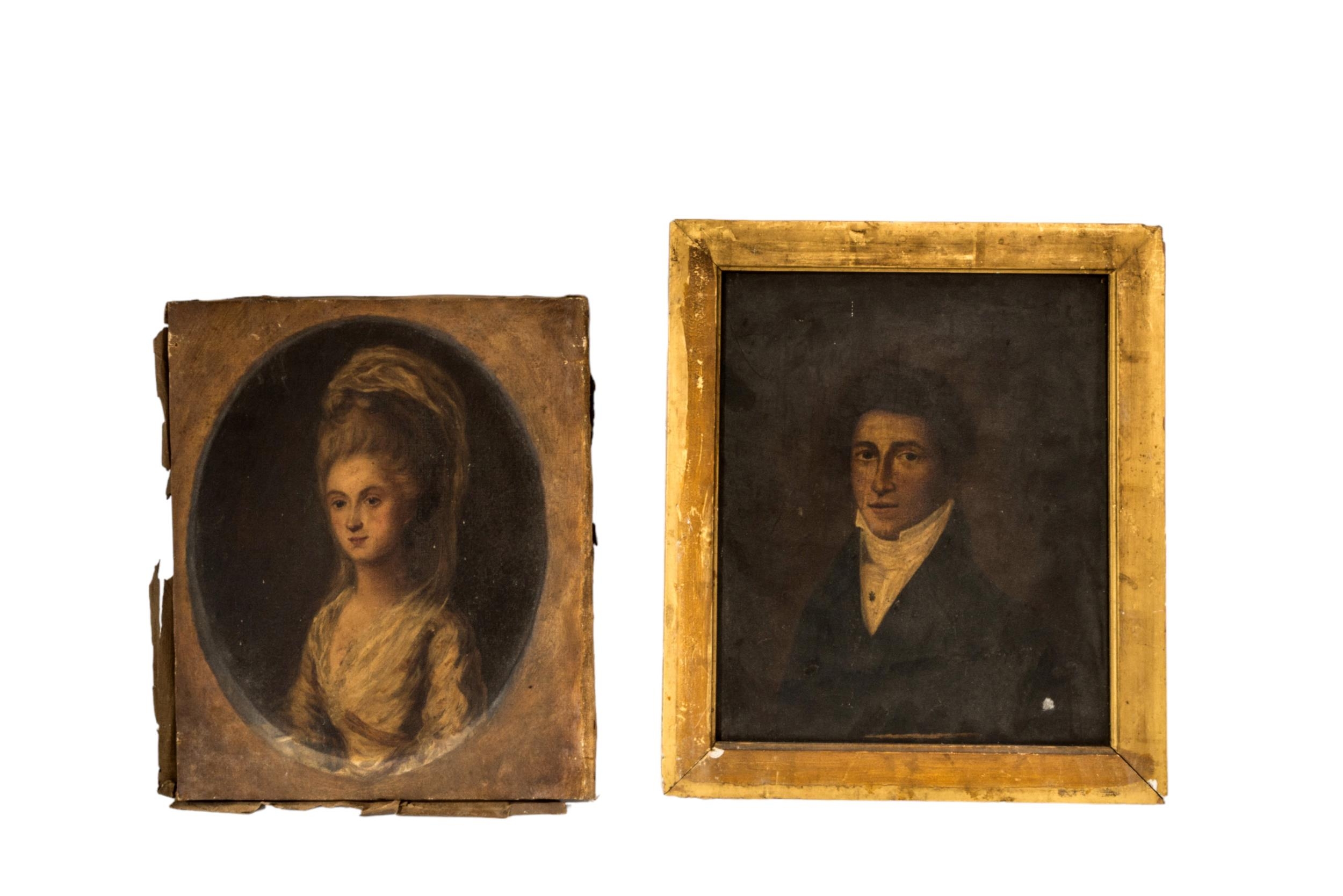 A MIXED GROUP OF FOUR 18TH/19TH CENTURY PORTRAIT OIL PAINTINGS ON CANVAS, featuring a fine - Image 3 of 3