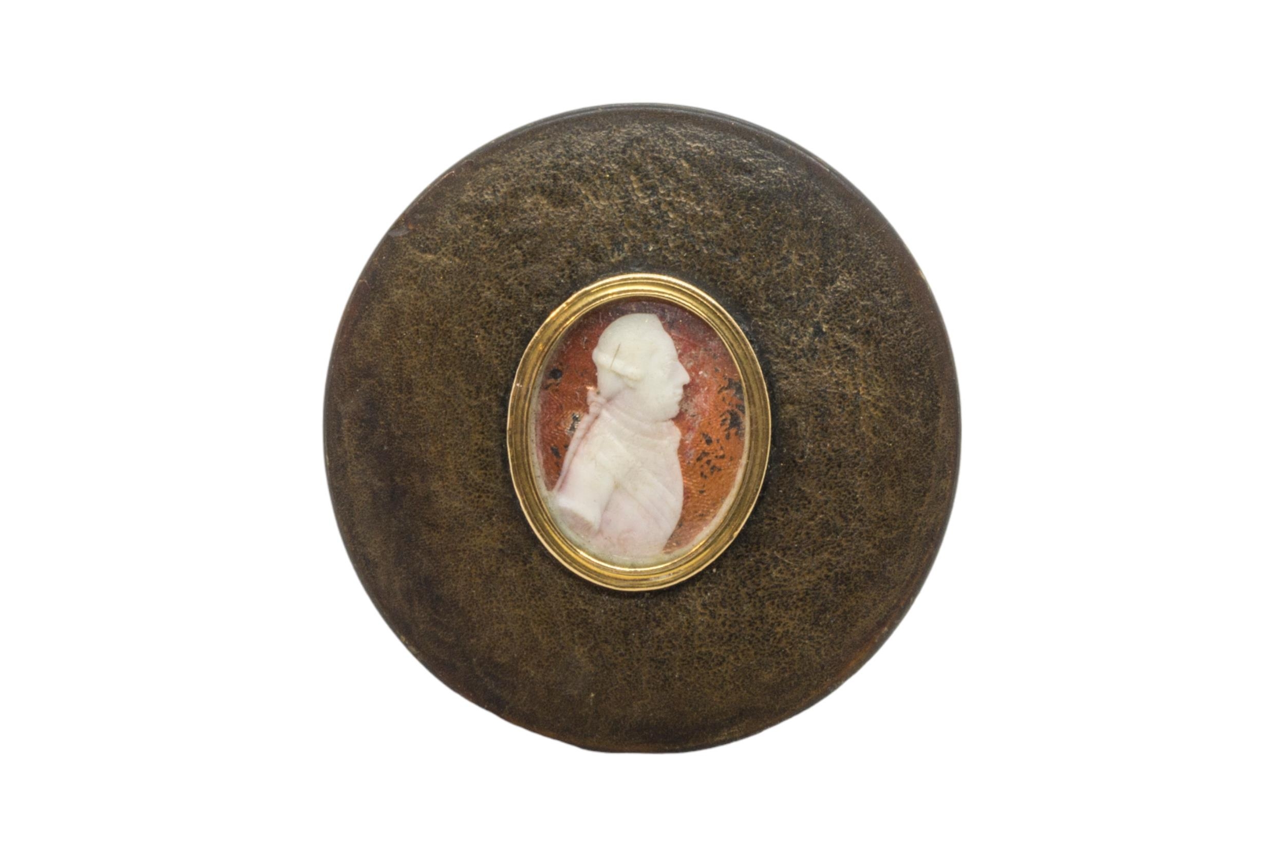 A CASED MINIATURE AND OTHERS 19th century female bust portrait, a tortoise shell box with wax bust - Image 7 of 7