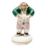 A RARE STAFFORDSHIRE FIGURE "THE LAUGHING PHILOSOPHER Cira 1820, 9.5cms high